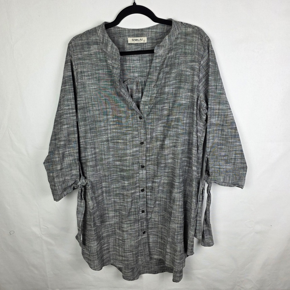 Sam & Lavi Los Angeles Womens Grey Textured Button Front Dress‎ Size M USA